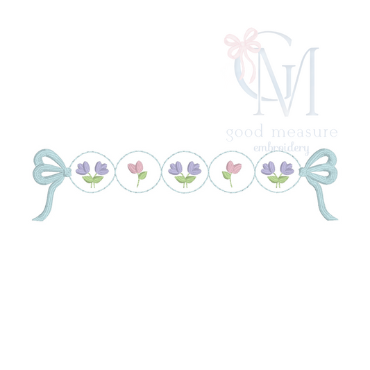 Floral Border with Bows Embroidery Design