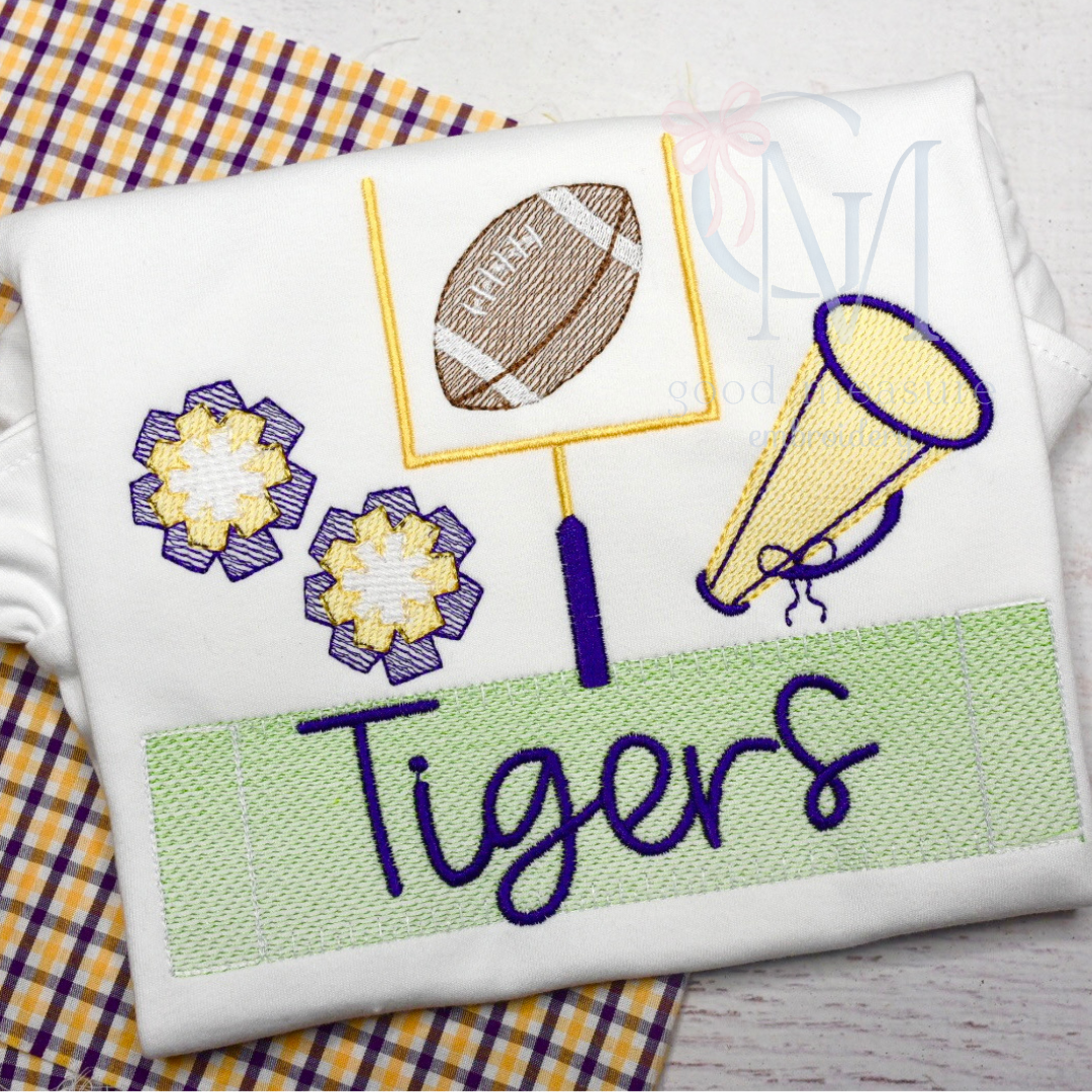 Football Girly Trio Embroidery Design