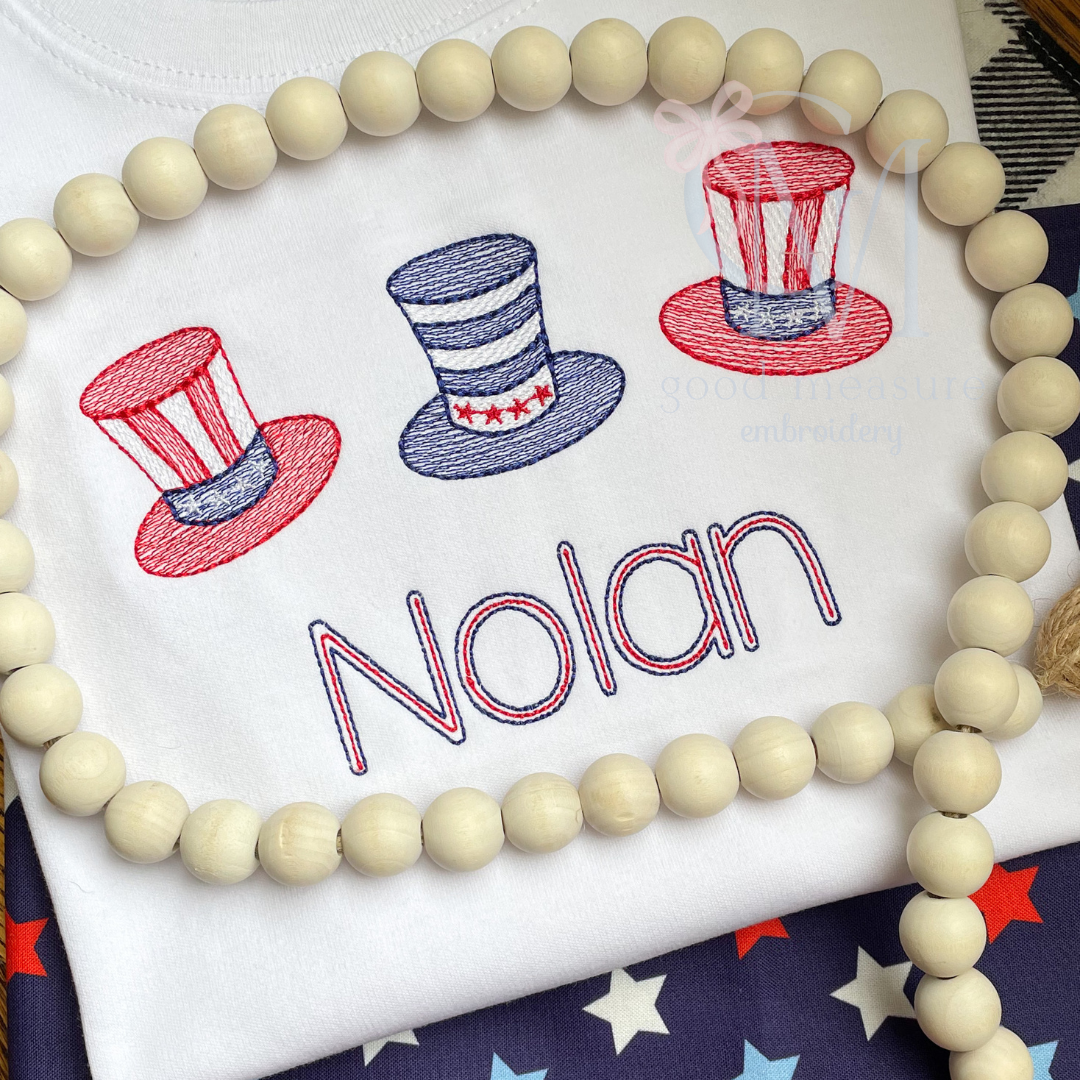 Patriotic Hat Trio Embroidery Design