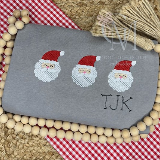 French Knot Santa Trio Embroidery Design