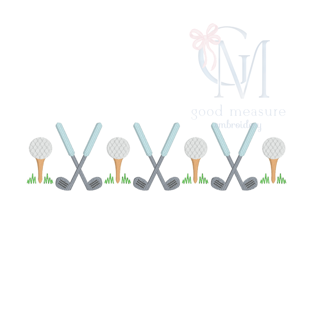 Golf Ball and Crossed Club Embroidery Design