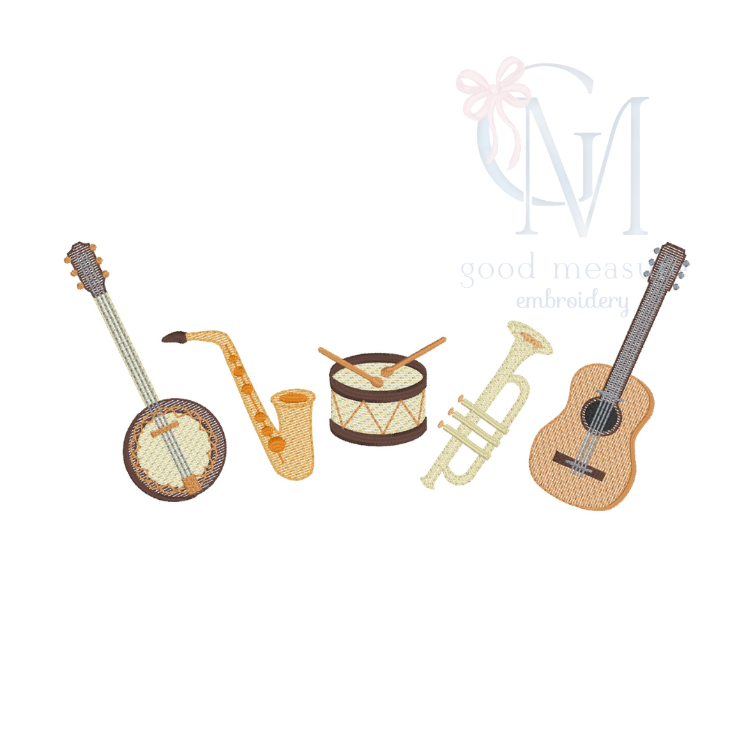 Musical Instruments Embroidery Design