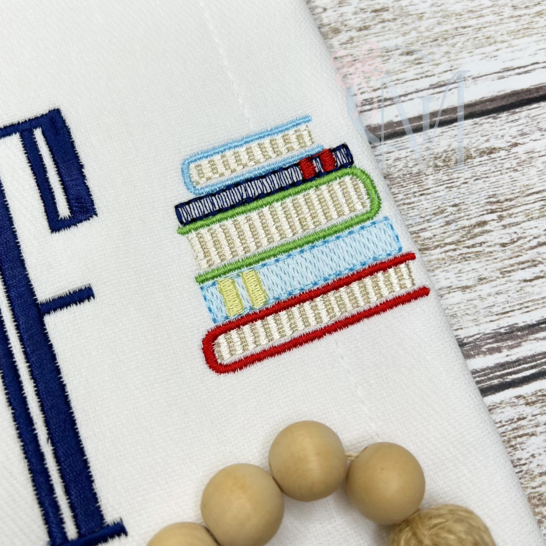 Mini Book Stack Embroidery Design