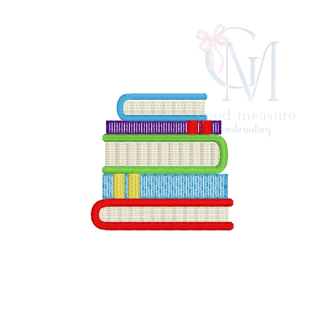 Mini Book Stack Embroidery Design