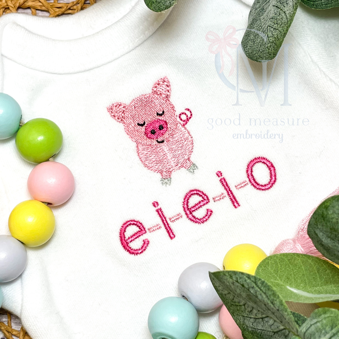 Mini Fill Baby Pig Embroidery Design