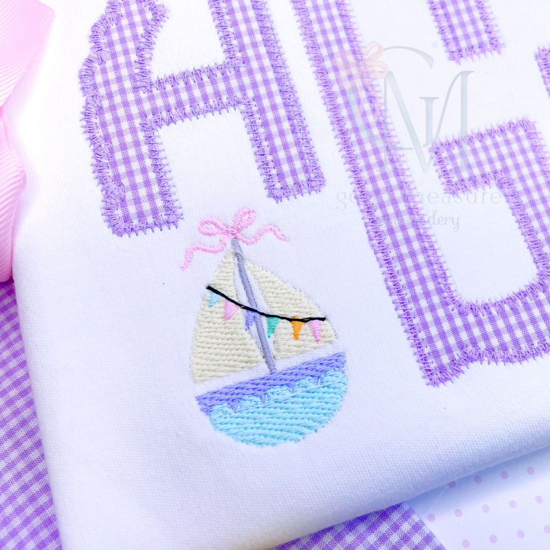 Mini Girly Sailboat Embroidery Design