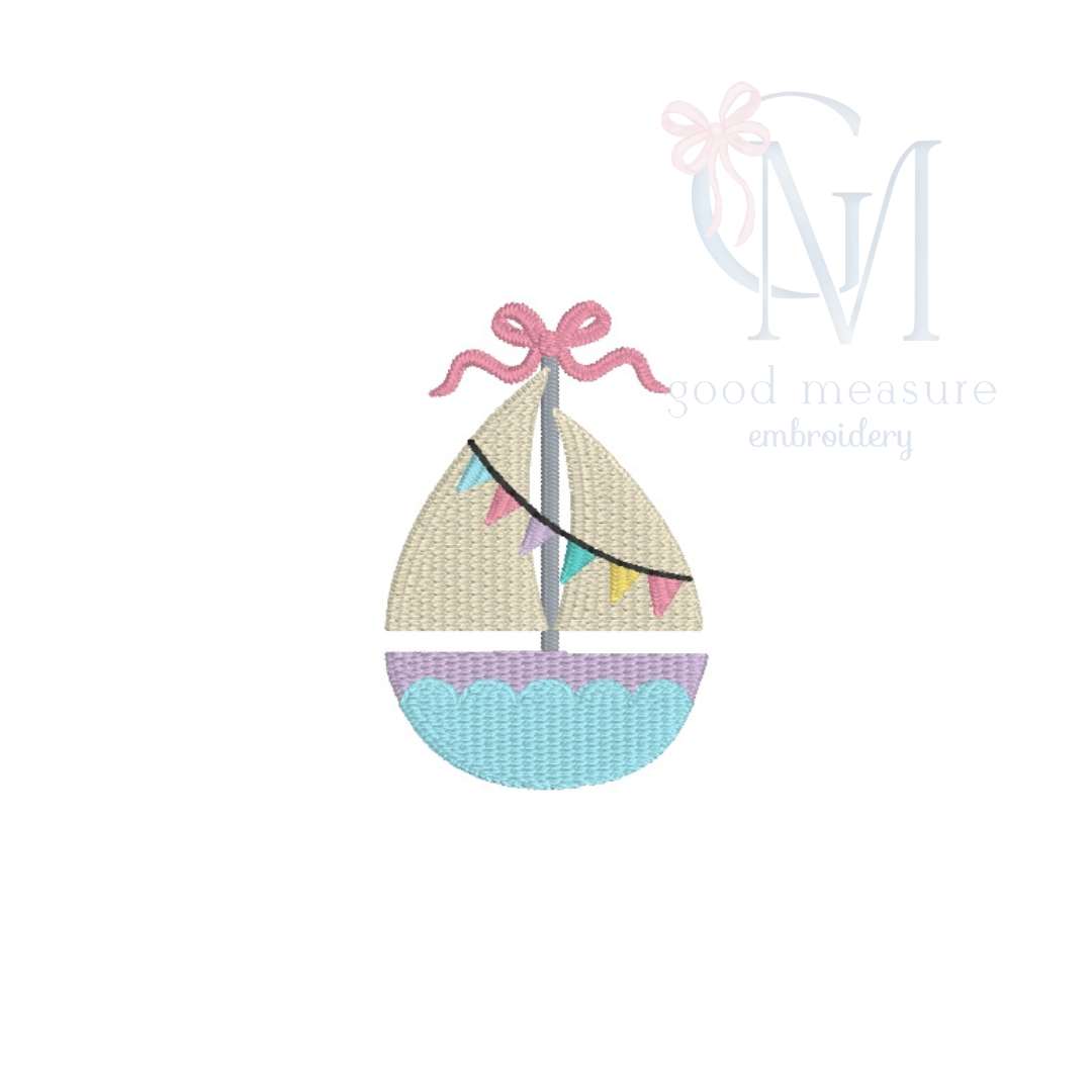 Mini Girly Sailboat Embroidery Design