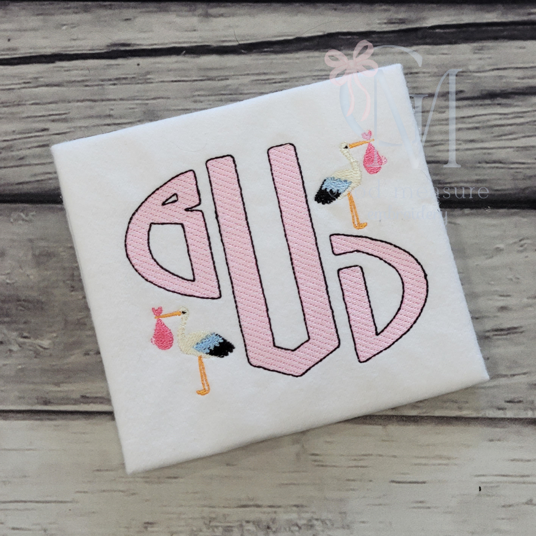 Mini Stork Embroidery Design