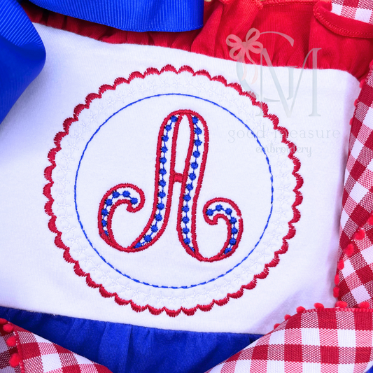 Patriotic Monogram Frame Embroidery Design