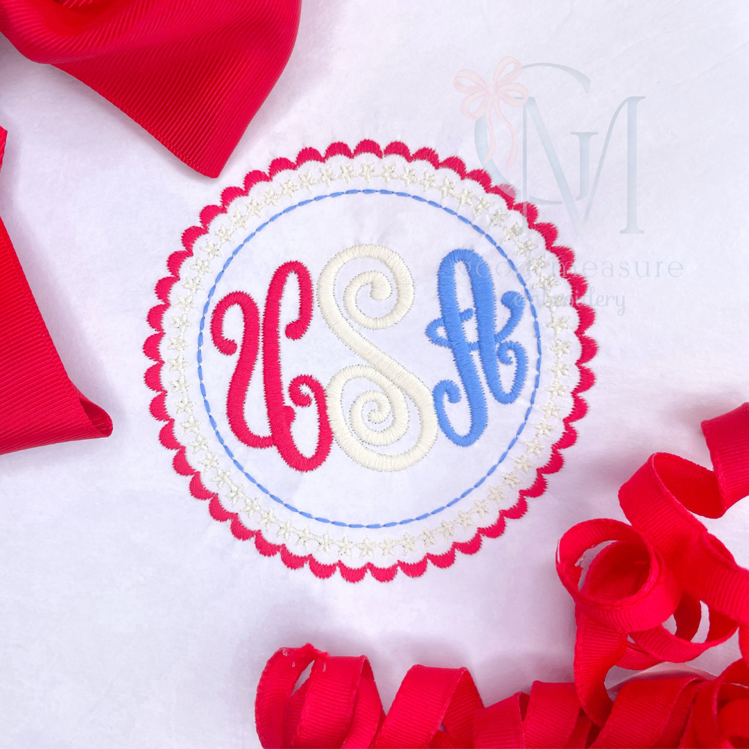 Patriotic Monogram Frame Embroidery Design