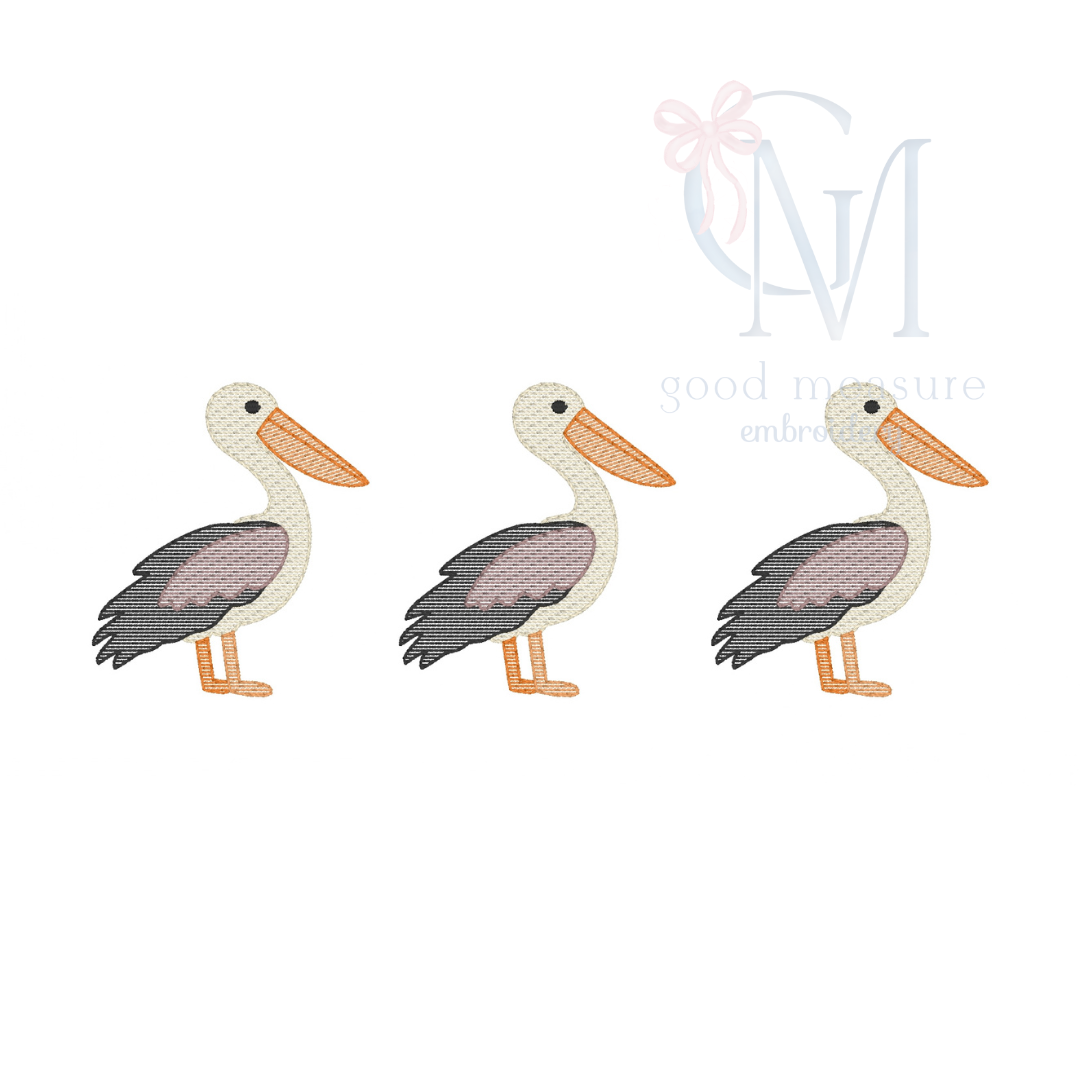 Pelican Sketch Trio Embroidery Design