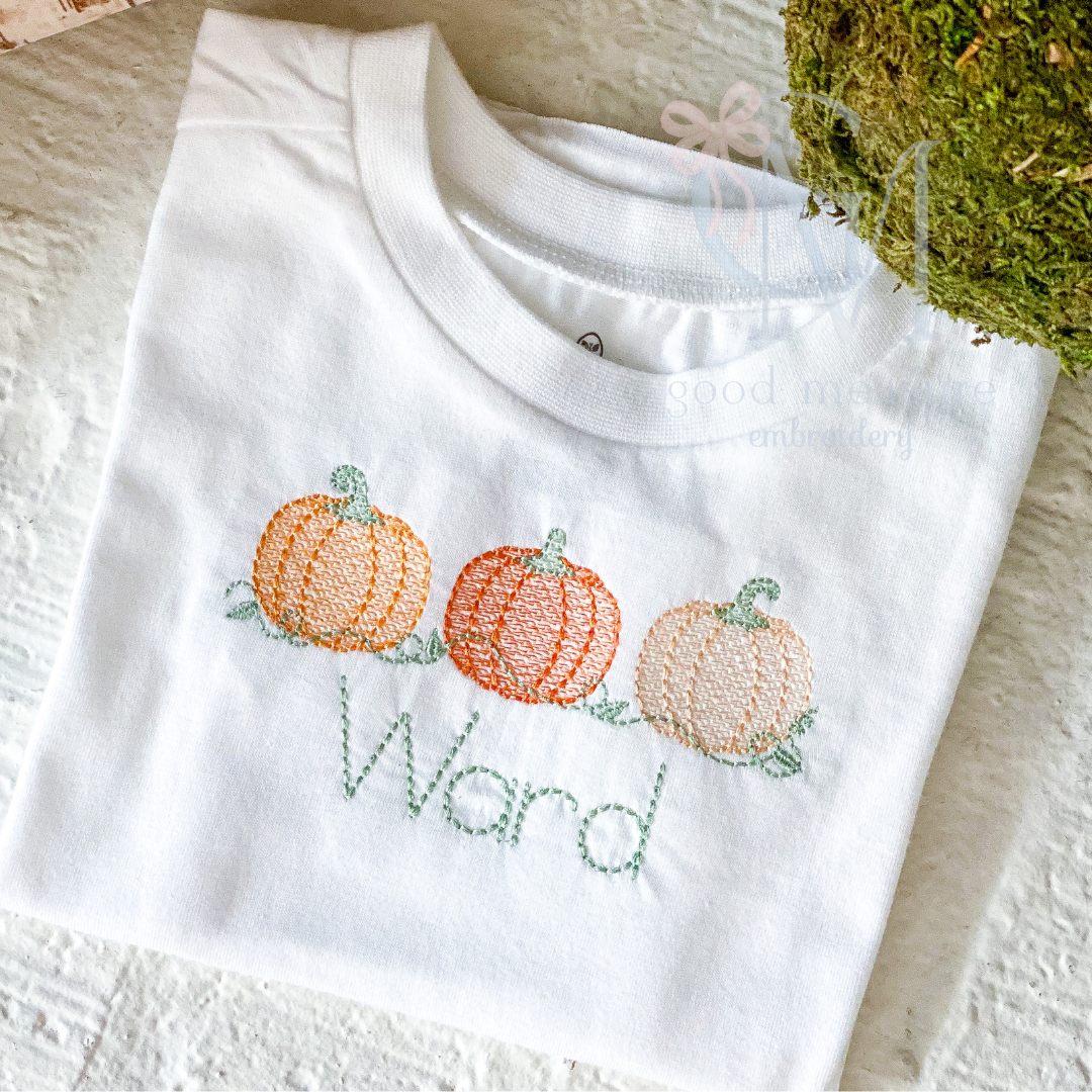 Pumpkins on Vine Trio Embroidery Design