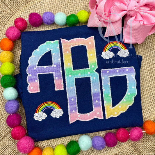 Mini Rainbow with Clouds Embroidery Design