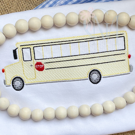 School Bus Sketch Embroidery Design