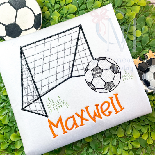 Soccer Ball and Goal Embroidery Design