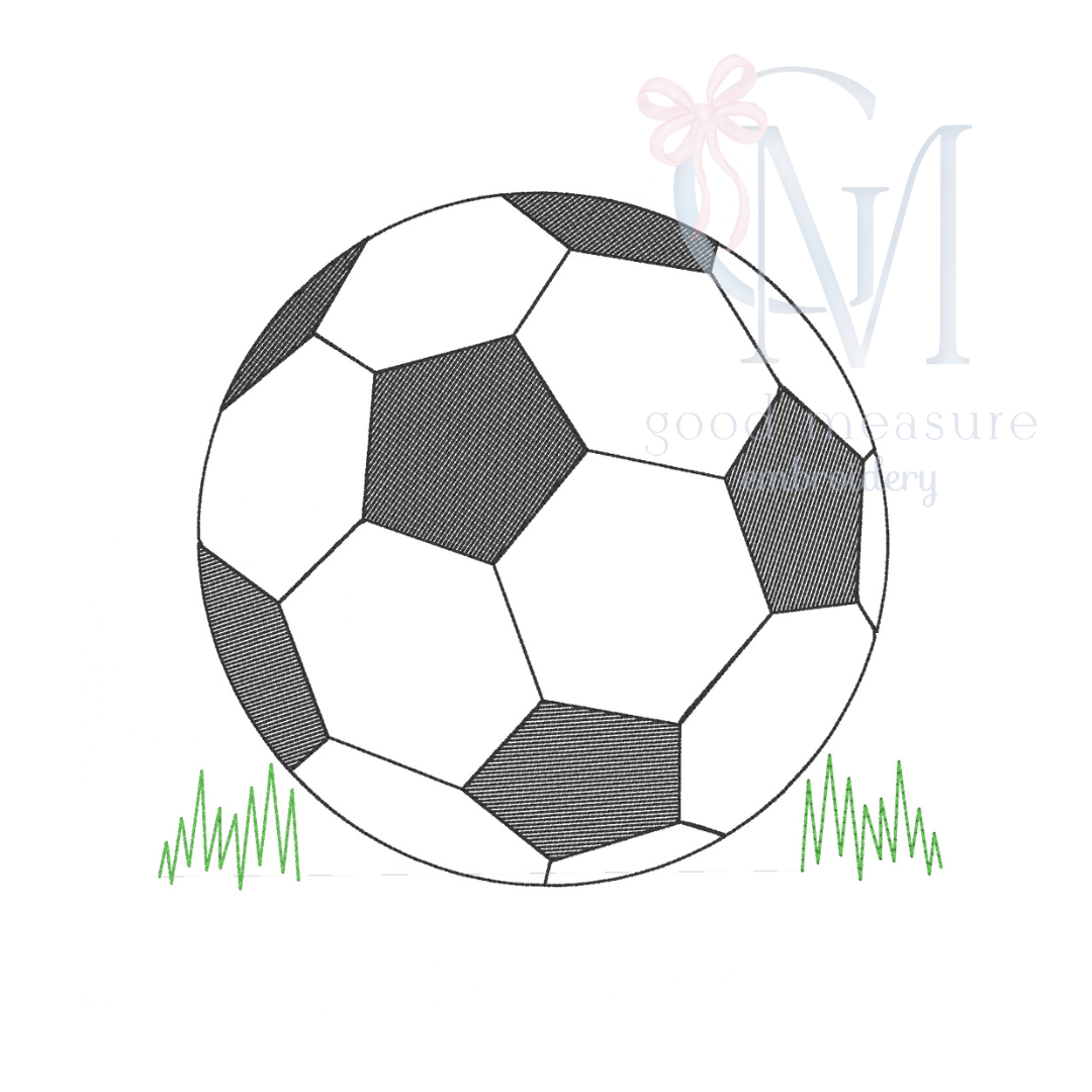 Soccer Ball Vintage Sketch Stitch Machine Embroidery Design