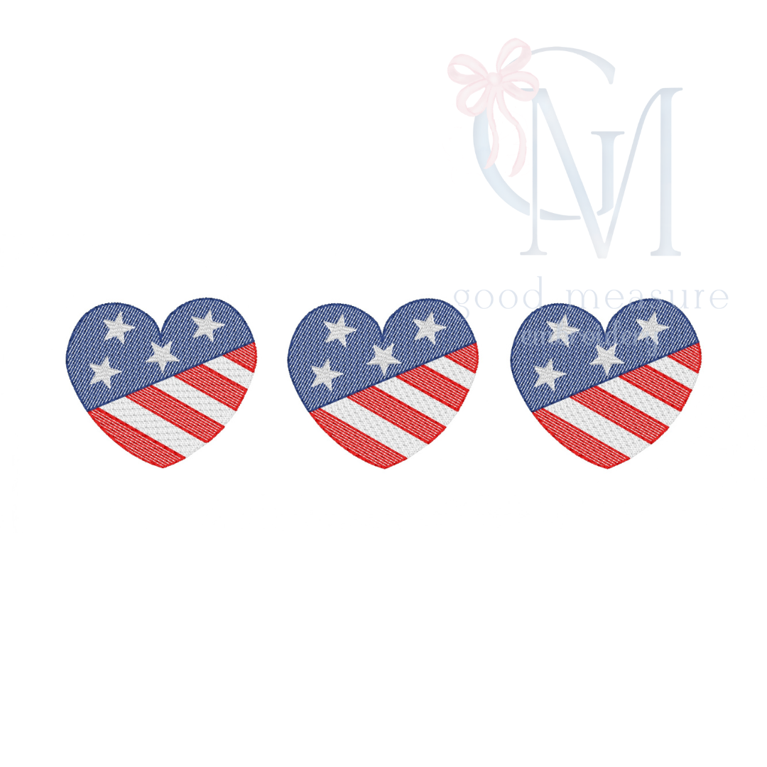 Stars and Stripes Heart Embroidery Design