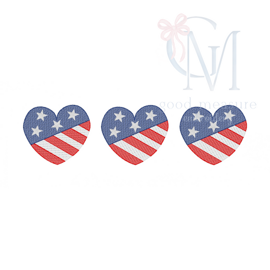 Stars and Stripes Heart Embroidery Design