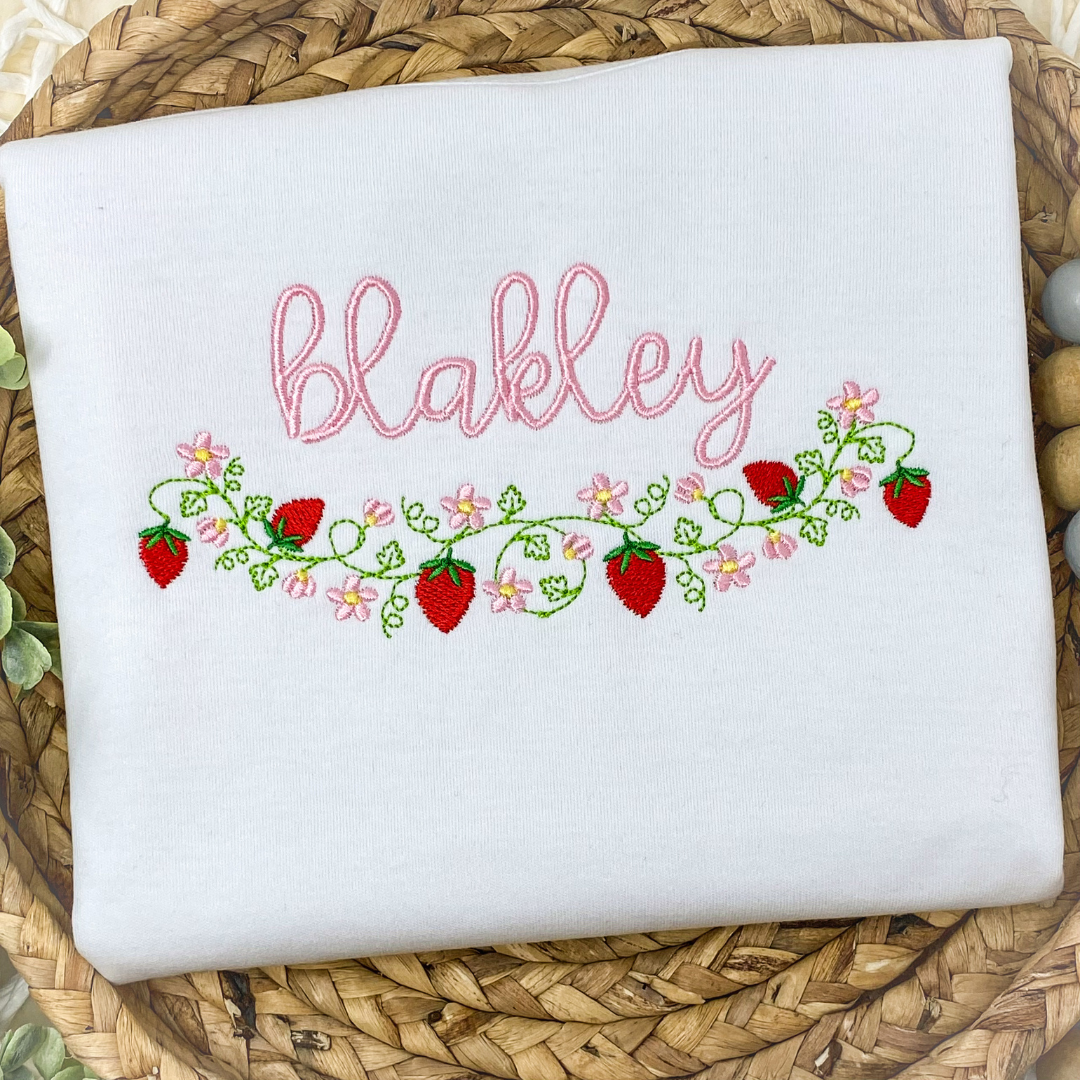 Strawberry Vine Embroidery Design