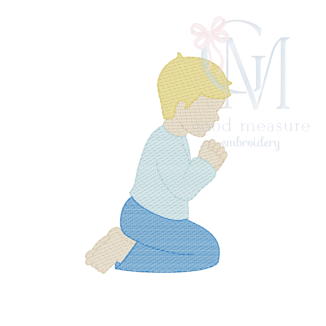 Boy Praying Embroidery Design