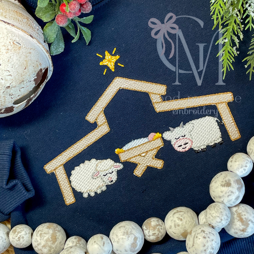 Nativity Scene Embroidery Design