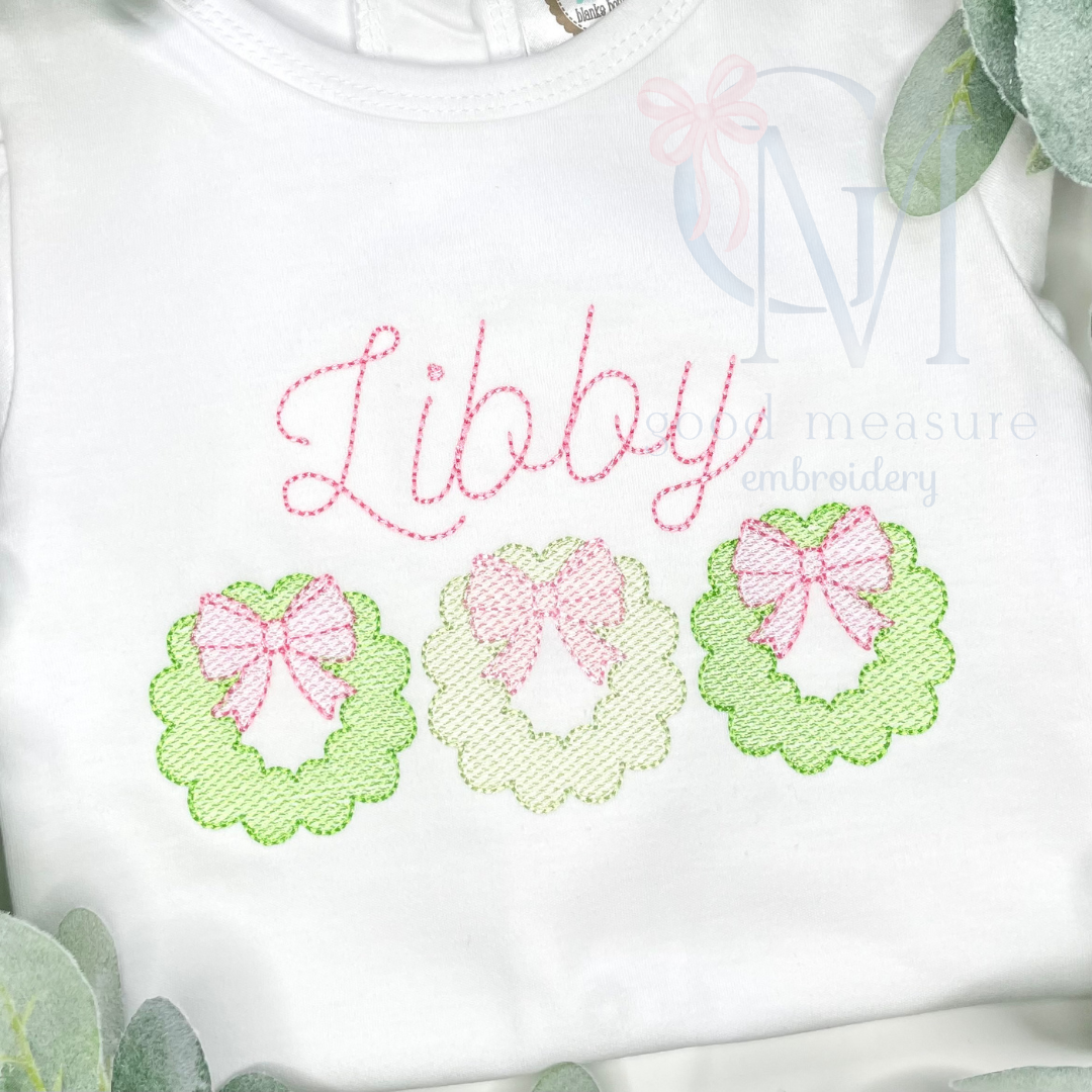 Christmas Wreath Trio Embroidery Design