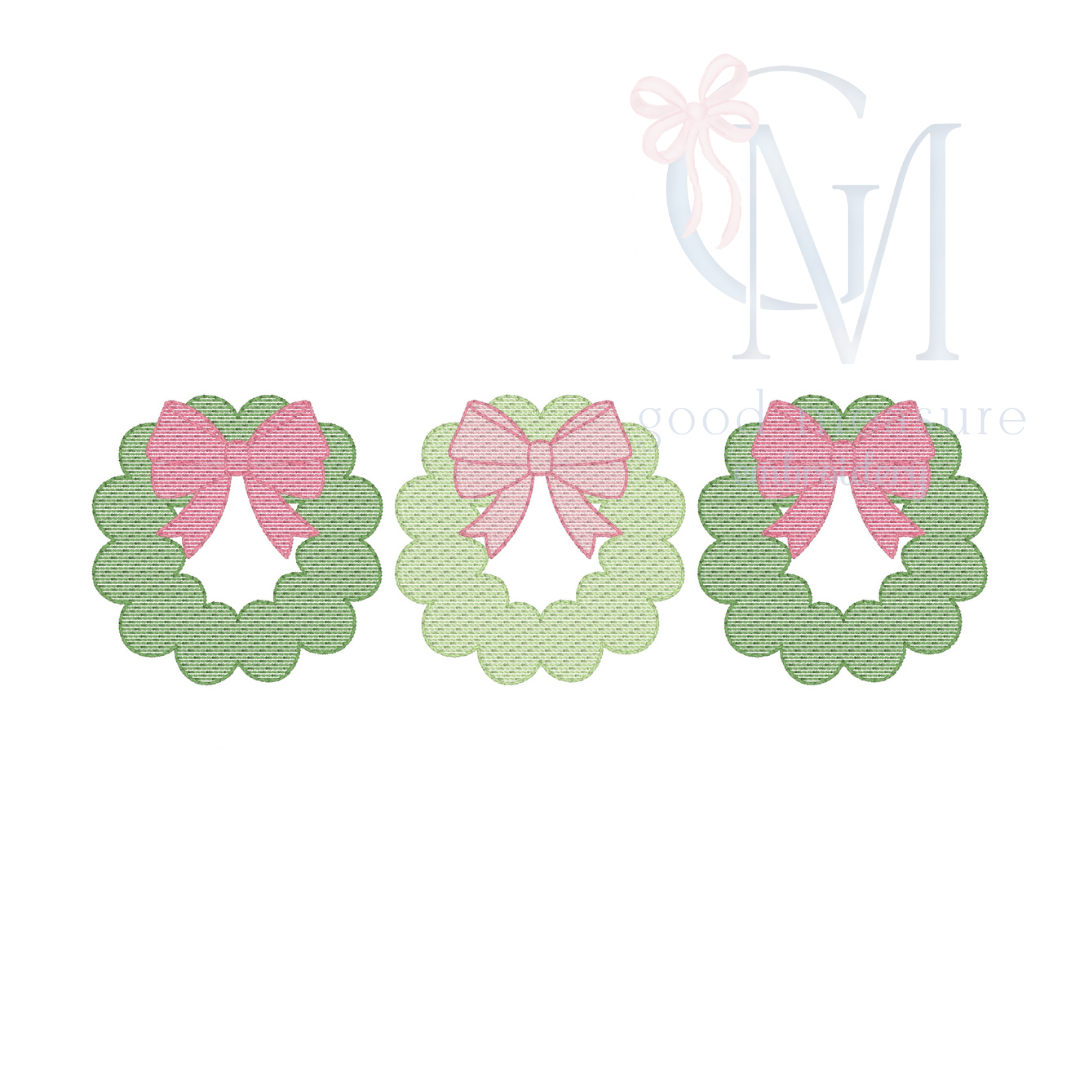 Christmas Wreath Trio Embroidery Design