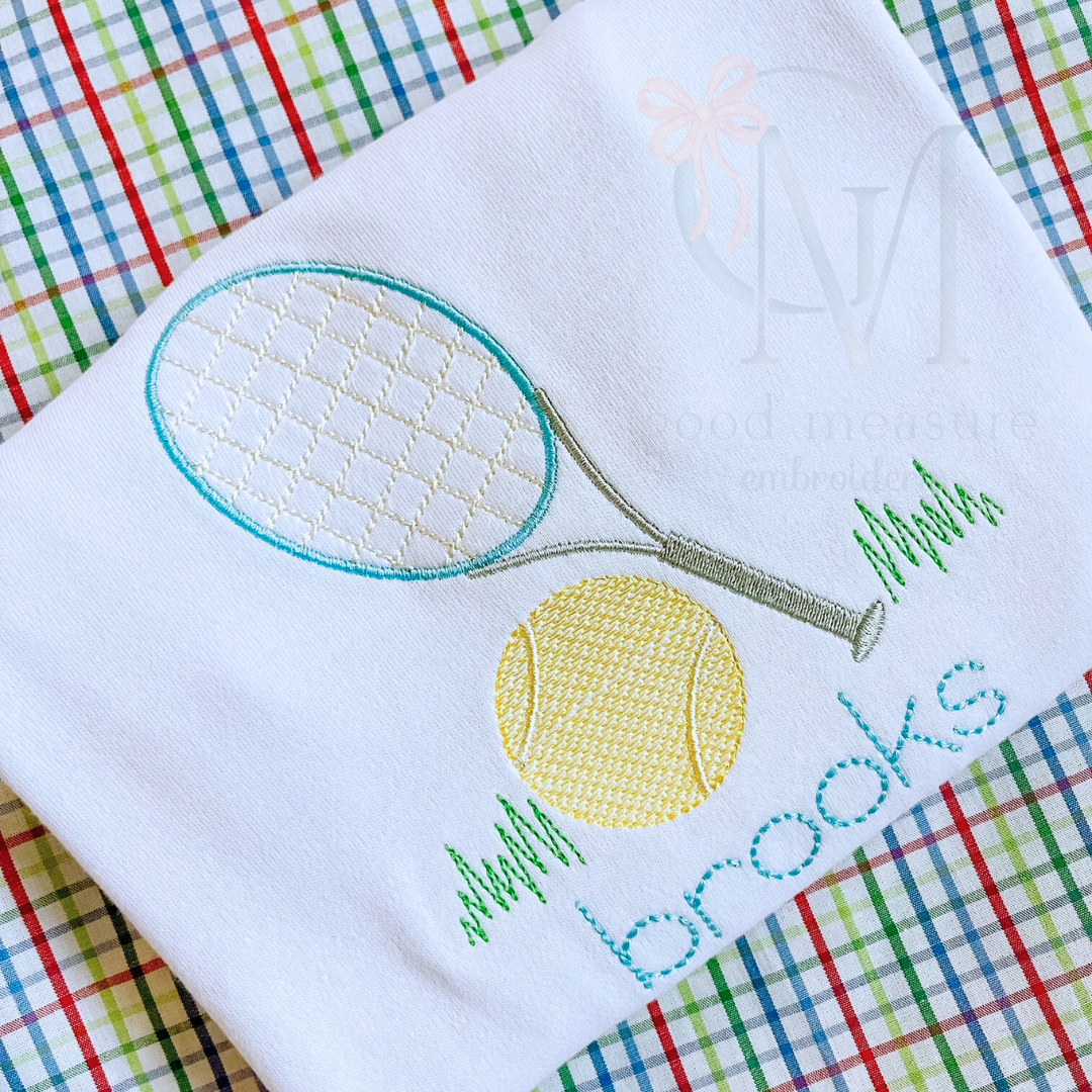 Tennis Ball and Racket Stitch Machine Embroidery Design