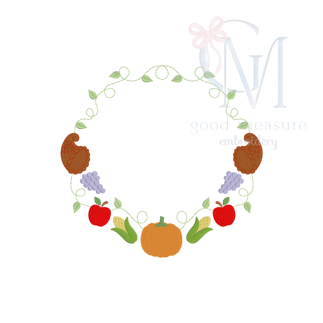 Thanksgiving harvest monogram frame Machine Embroidery Design – Good ...