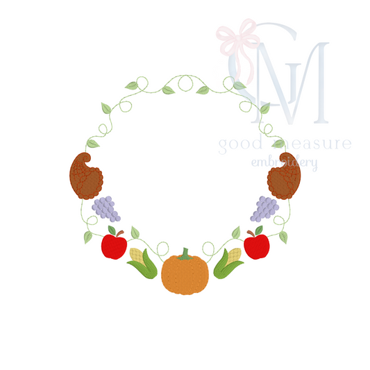 Thanksgiving harvest monogram frame Machine Embroidery Design