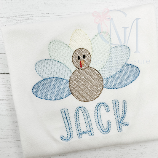 Thanksgiving turkey sketch Machine Embroidery Design