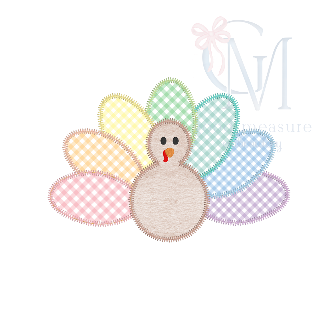 Thanksgiving turkey zig zag applique Design