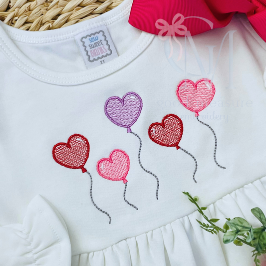 Heart Balloons Embroidery Design