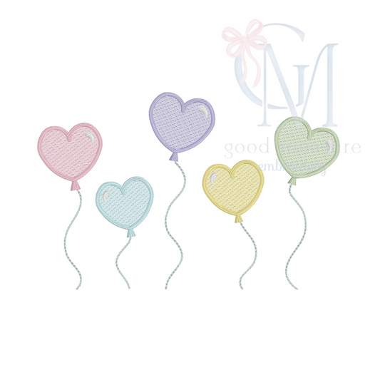 Heart Balloons Embroidery Design