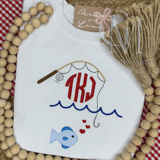 Valentines Fishing Pole Embroidery Design