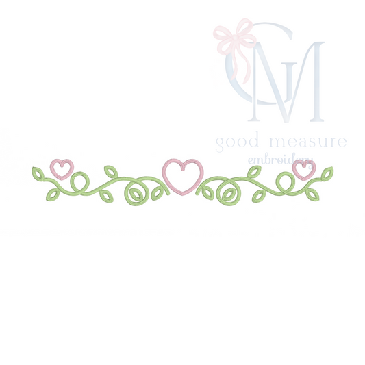 Heart Vine Satin Stitch Embroidery Design