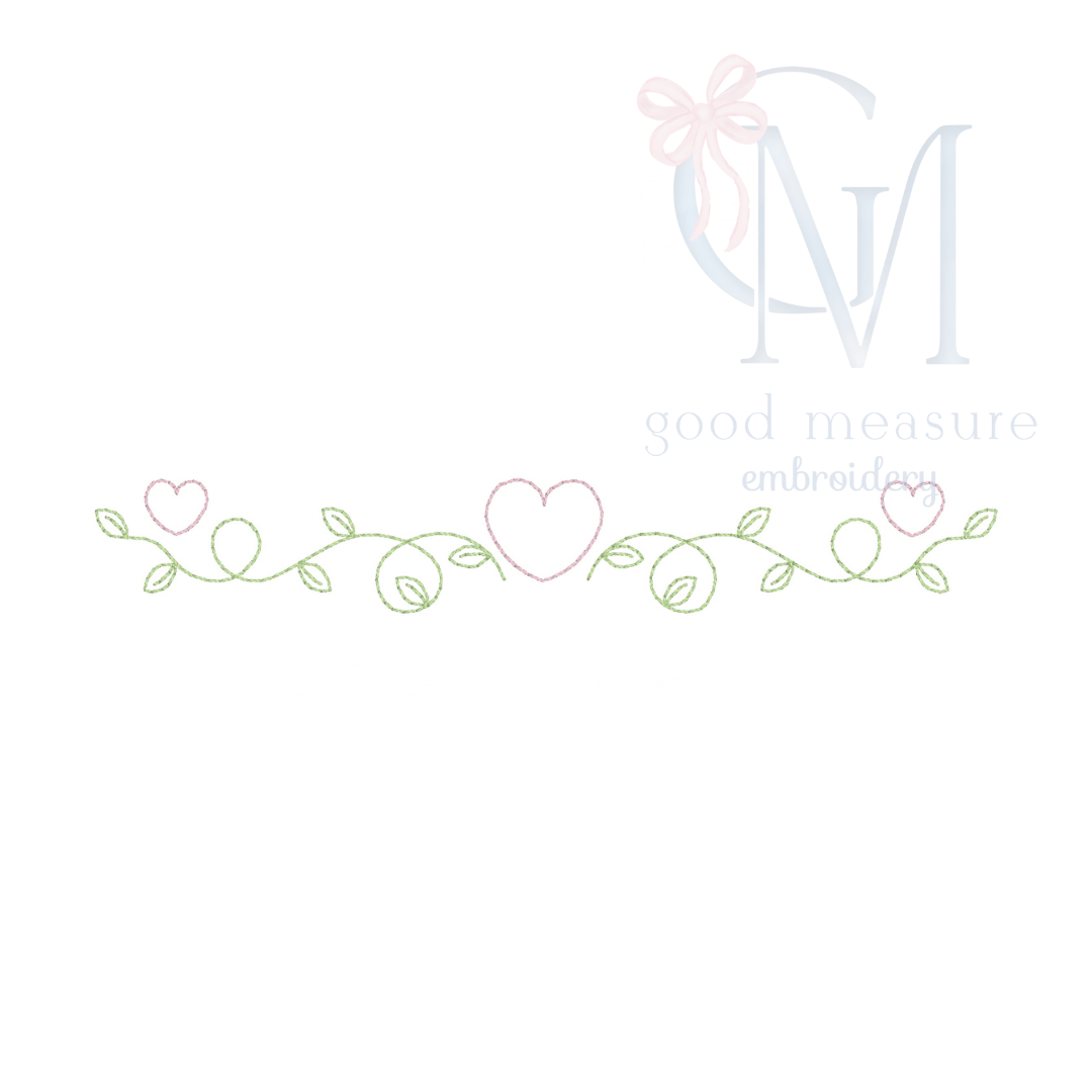 Vintage Stitch Heart Vine Embroidery Design