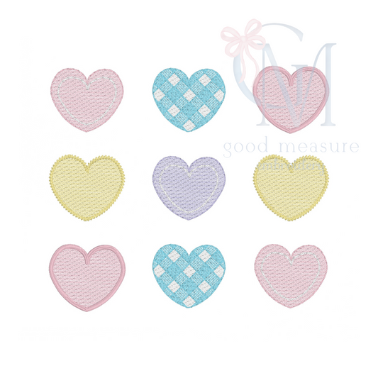 Hearts Grid Sketch Embroidery Design