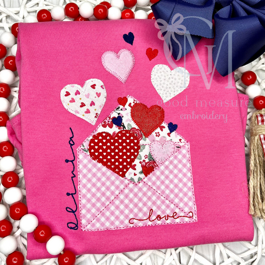 Valentines Letter Applique Embroidery Design