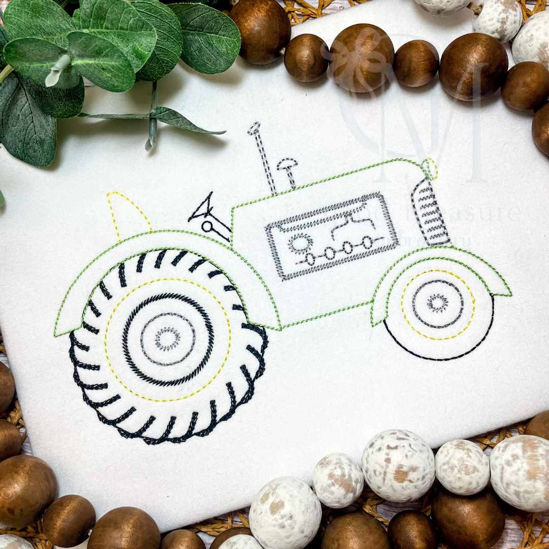 Embroidered Tractor Vintage Stitch Tractor Embroidery Design – Good Measure Embroidery