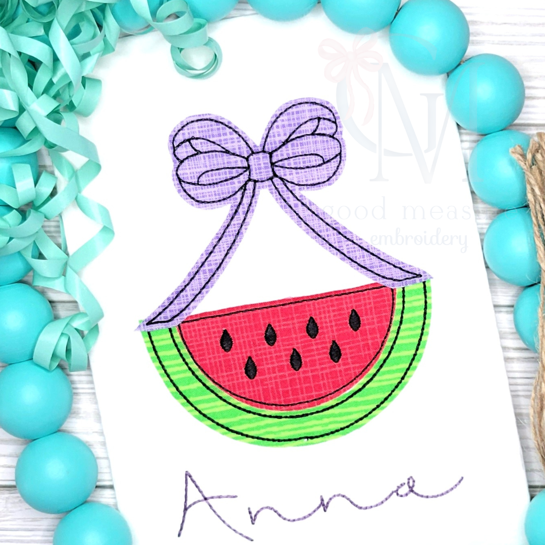 Watermelon Swag Bean Stitch Applique Design