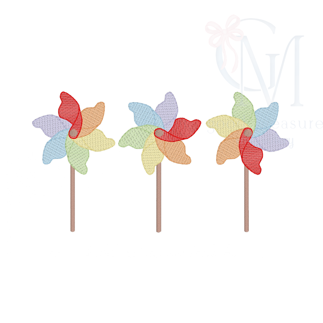 Pinwheel Sketch Trio Embroidery Design