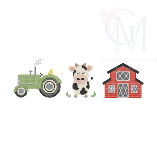 Farm Trio Sketch Embroidery Design