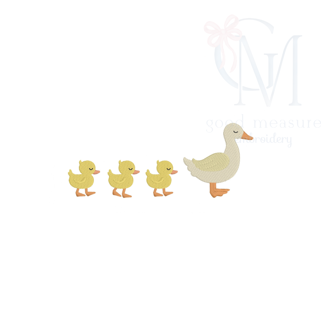 Mama Duck & Ducklings Embroidery Design