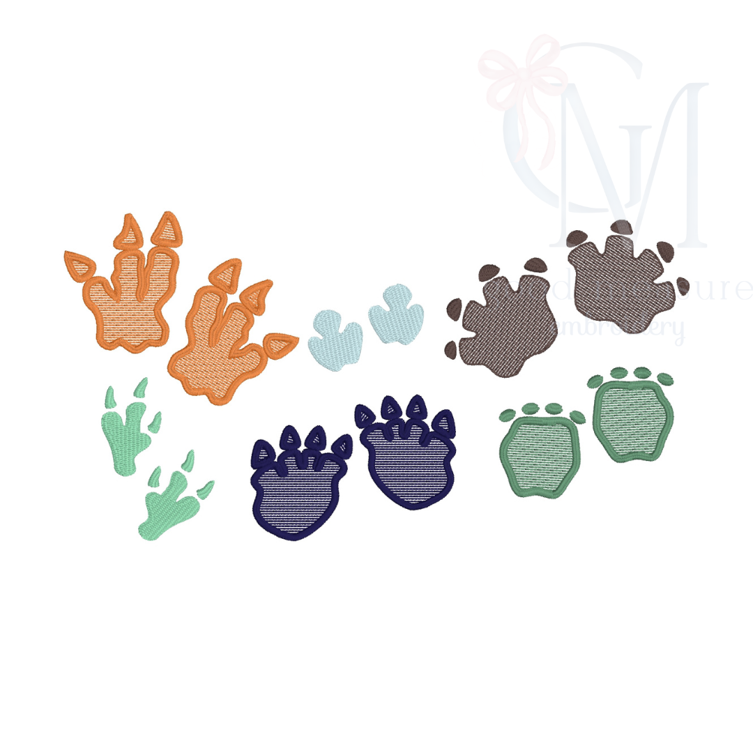 Dinosaur Footprints Embroidery Design