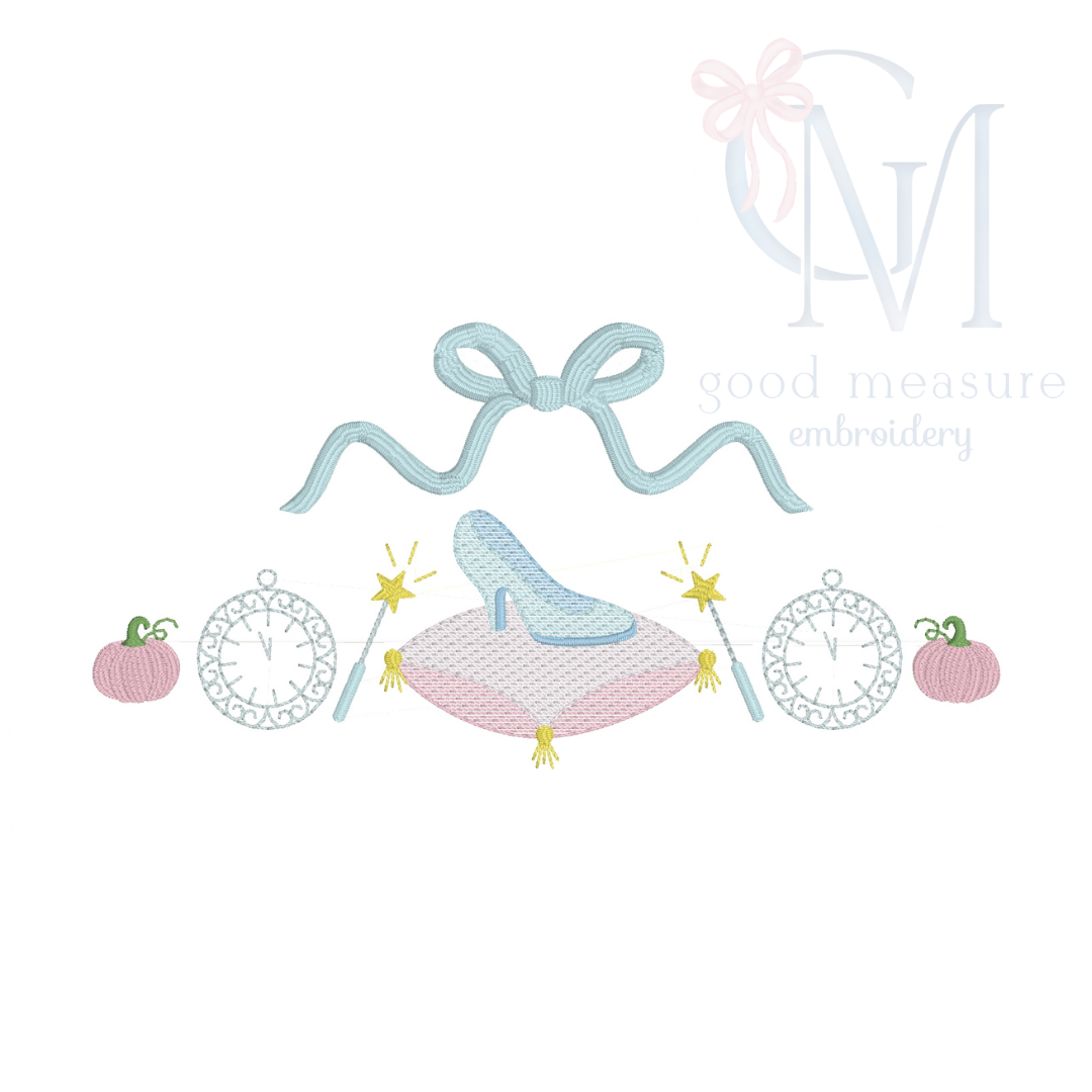 Glass Slipper Princess Embroidery Design