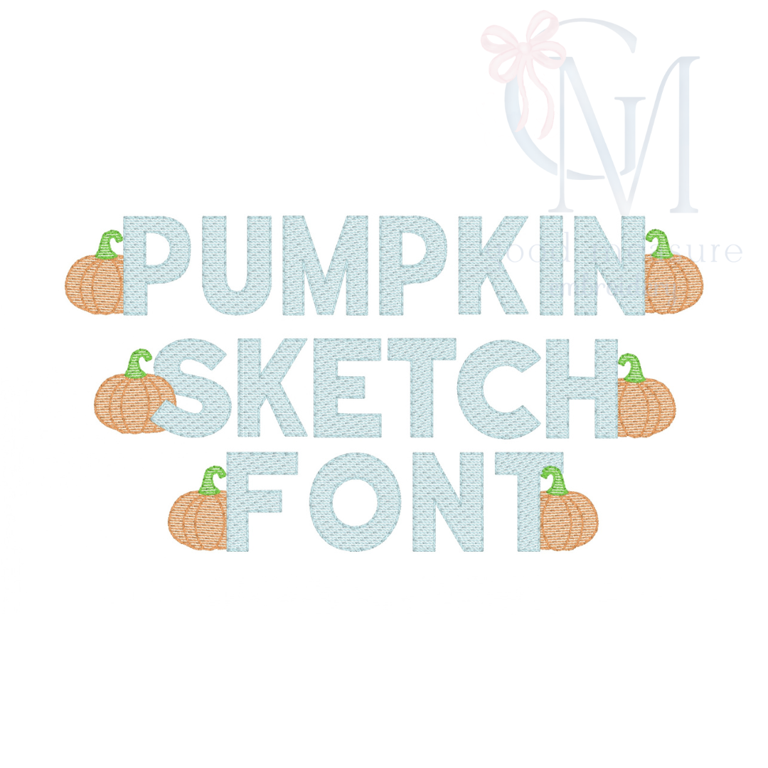 Pumpkin Sketch Font Embroidery Design