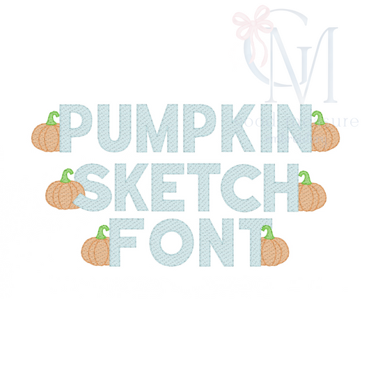 Pumpkin Sketch Font Embroidery Design