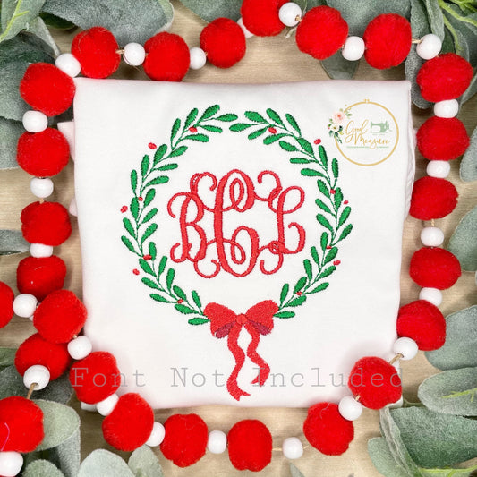 Mistletoe & Berry Frame Embroidery Design