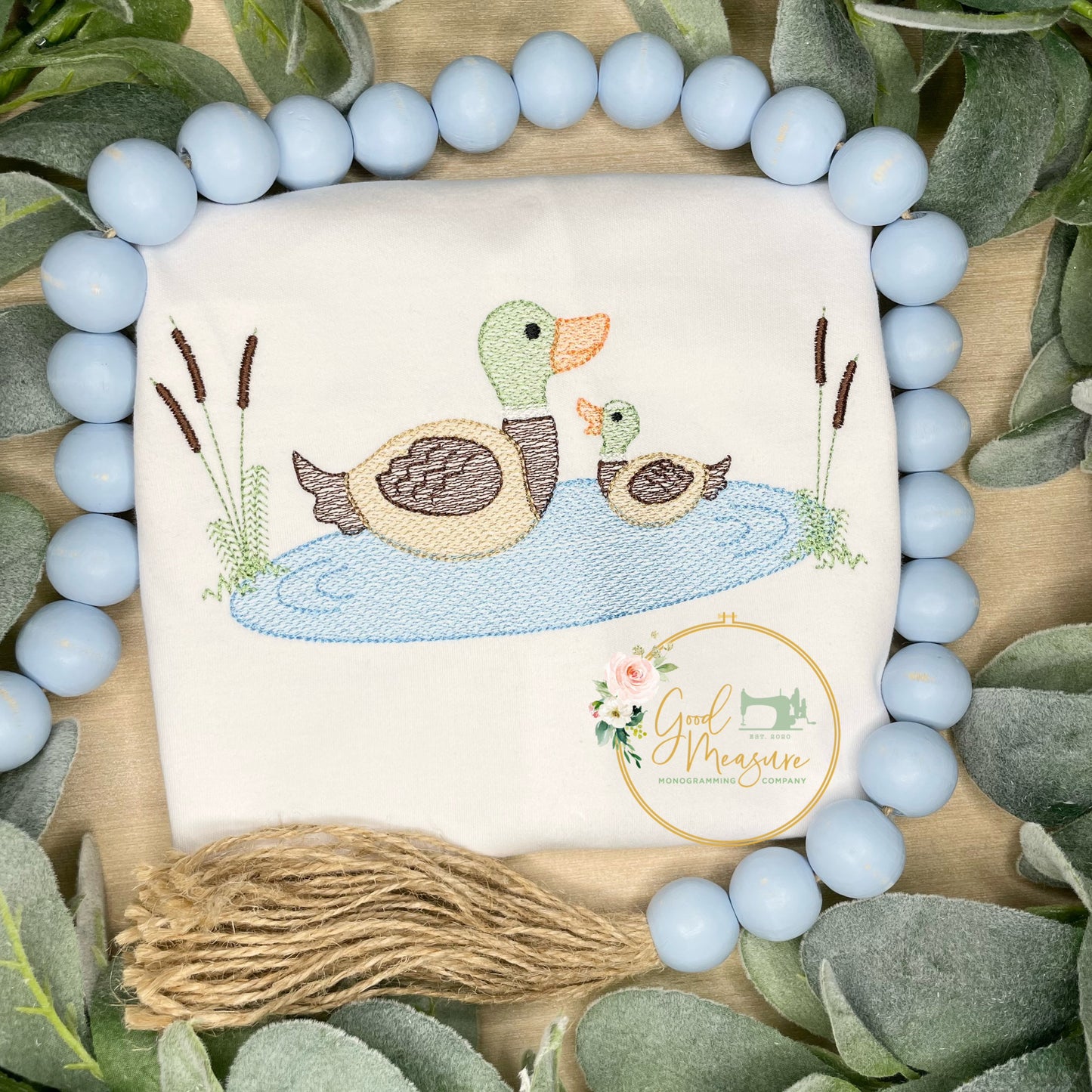 Mallard and Baby Duck Embroidery Design